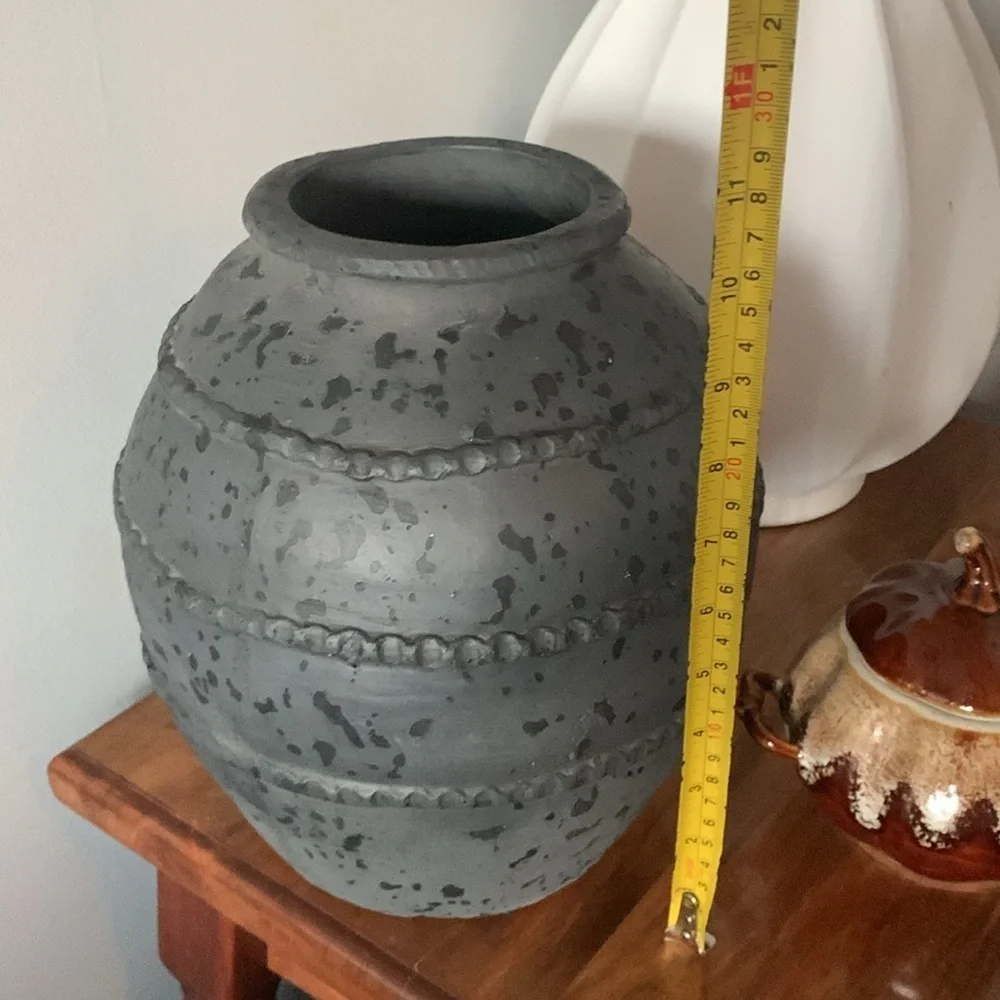 terracotta grace vase‎ art handmade charcoal gray spotted home decor neutral